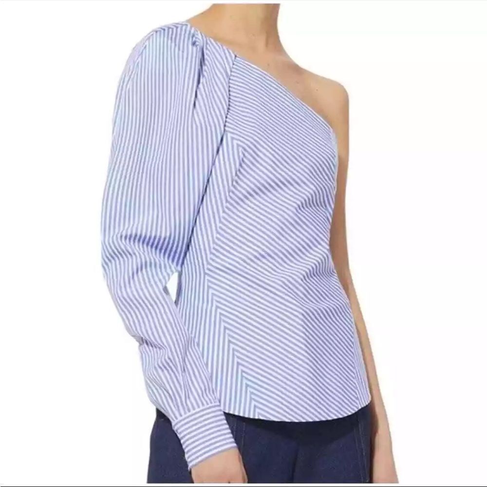 Barbara Bui Blue Striped Blouse - Picture 6 of 7